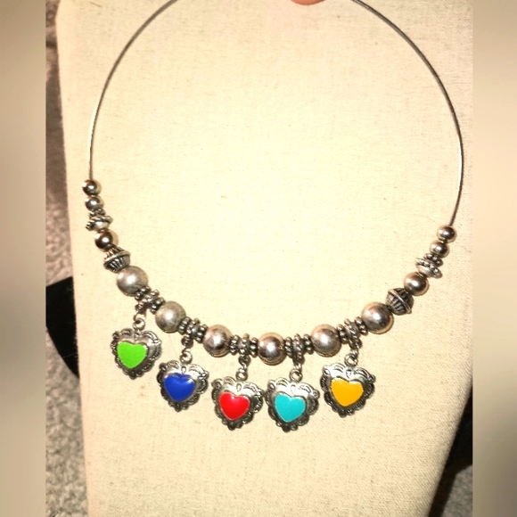 bo name Jewelry - Vintage silver necklace with hearts